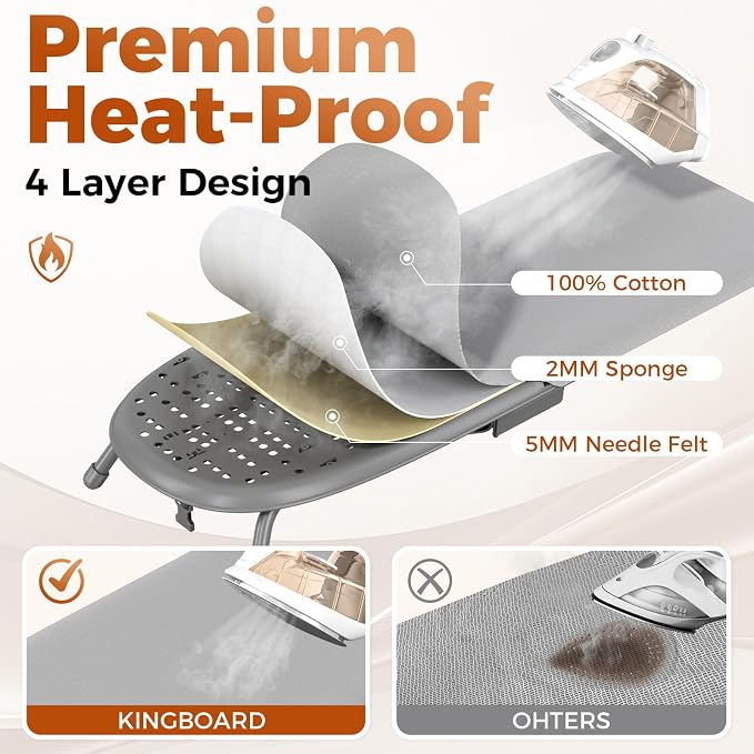 Kingboard Small Ironing Board with Iron Holder, Tabletop Iron Board with Resistant Cover, Portable Table top Ironing Board with Non-Slip Feet for Home Travel, 12 * 32 Grey