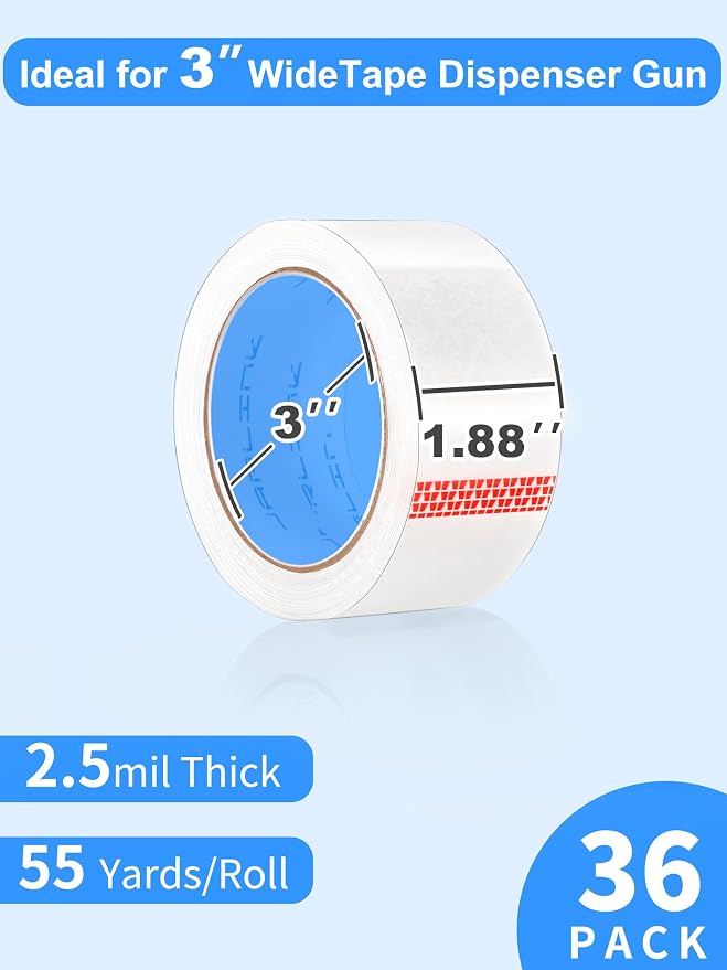 JARLINK 36 Rolls Clear Packing Tape, Heavy Duty Packaging Tape | 1.88 Inches Wide and 55 Yards per Roll, 1980 Total Yards. Value Bulk Pack Clear Box Sealing Tape for Shipping