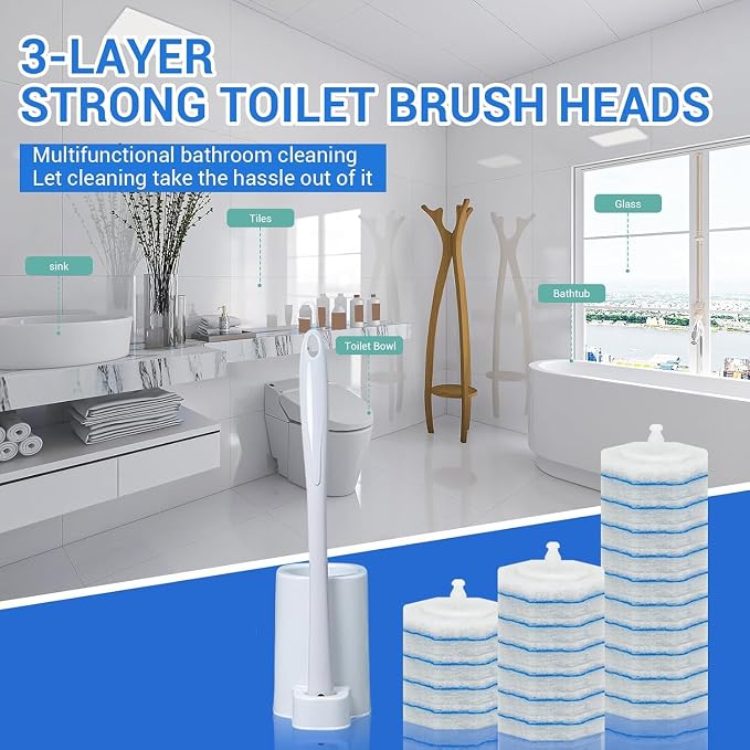 100 Count Toilet Bowl Wand Refills for Clorox, Disposable Toilet Brush Compatible with Clorox Toilet Bowl Wand Cleaning System, Upgrade Toilet Bowl Cleaner Refill Pads for Closestool Cleaning