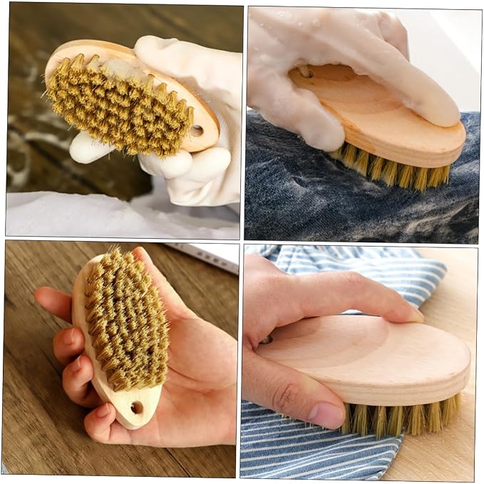 2pcs Bristle Brush Carpet Cleaner Brush Floor Scrubbing Brush Long Handled Stiff Brush Shoes Washing Scrub Brush Floor Cleaning Brush Laundry Soft Fur Shoe Brush Wood