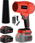Cordless Leaf Blower, 600,000 RPM Electric Handheld Turbo Jet Blower with 2×4.0Ah Batteries and Charger for 40 Minutes Use, Portable and Lightweight for Lawn Care, Patio, Yard, Deck Cleaning (Red)