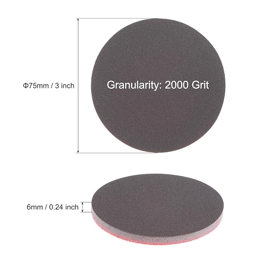 uxcell 100pcs 2000 Grit Sanding Sponge 3 Inch Hook and Loop Sponge Sanding Disc Wet/Dry for Car Wood Drywall Metal