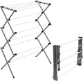 Honey-Can-Do 6-Tier Collapsible Clothes Drying Rack, 30", White | Accordion frame opens to 6 tiers with 24 ft of drying space, then folds flat to 3 in. Rust-resistant coated steel.