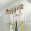 Toothbrush Rack Wall Mounted Toothbrush Holder Multifunctional Mouthwash Cup Brushing Cup Automatic Toothpaste Dispenser Squeeze Kit Bathroom Toothbrush Holder(A,Large)