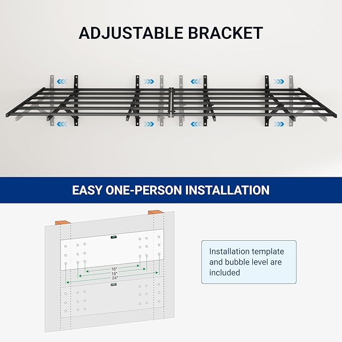 FLEXIMOUNTS 2x6ft Heavy Duty Garage Storage Shelving, 1600lbs Total Weight Capacity, 2 Pack Wall Organization System, 24 x75inch Rack Floating Shelves, Pro Series