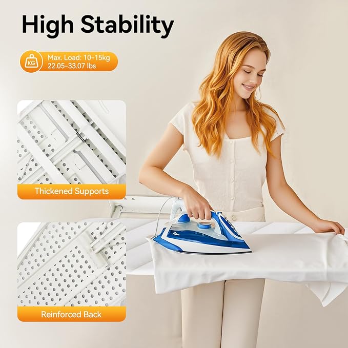 Foldable Cabinet Ironing Board Retractable White Ironing Station | Sturdy Load-Bearing Structure, Adjustable Rotation Design, Easy Install Compact Fold Size fit Wardrobe Drawer Cabinet Use