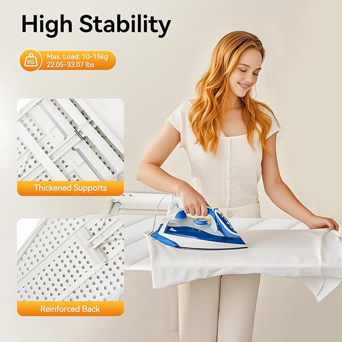 Wall-Mounted Ironing Board 37.4x7.55in – Foldable Space-Saving Design, Heat Resistant 428°f, 33lb Capacity, Silk Cotton Cover, Ventilated for Efficient Ironing, Ideal for Laundry Room or Small Apartme