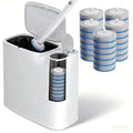 White Plastic Mini Trash Can, Toilet Cleaner Stick, Toilet Brush Holder, 36 Refills, 2-Gallon Trash Can with Pop-Out Lid, Suitable for Bathrooms and Small Toilets.