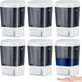 Hushee 6 Pcs Plastic Wall Mounted Soap Dispenser Commercial Manual Soap Dispenser Containers for Kitchen Shower Hotel(Brown,27 oz 800 ml)