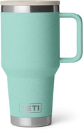 YETI Rambler 30 oz Travel Mug with Flip Straw Lid – Stainless Steel, Vacuum Insulated, Leakproof, Cup Holder Friendly, Sea Stone