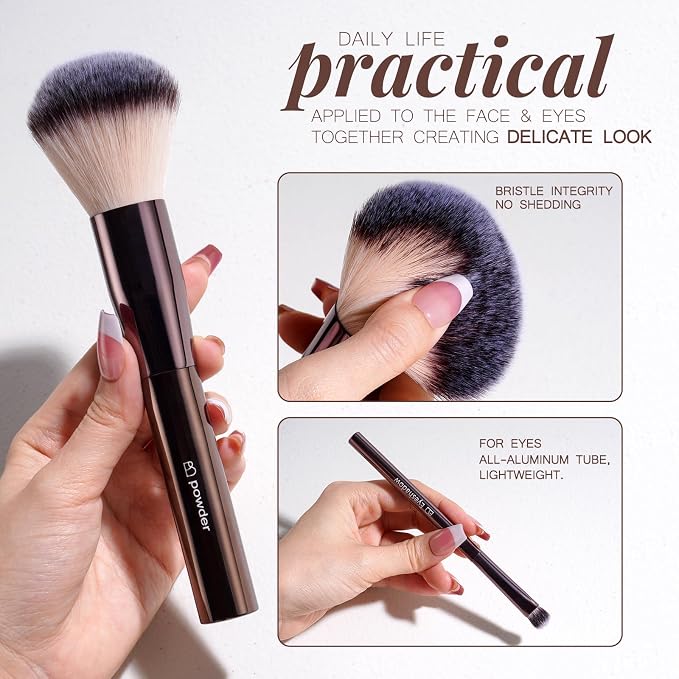 Makeup Brushes BS-MALL Professional Makeup Brush with Travel Case, Includes Foundation, Powder, Concealer, Lip & Eyeshadow Brushes for Daily Use & Versatile Occasions All-aluminum tube