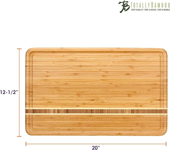 Totally Bamboo Dominica Large Cutting Board with Juice Groove, 20-5/8" x 12-1/2"