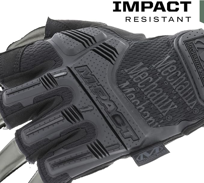 Mechanix Wear M-Pact Fingerless Tactical Impact Resistant Gloves - Impact Protection & Vibration Absorption - Heavy Duty - Machine Washable - Large - Covert Black