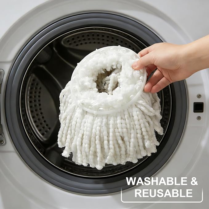 JOYMOOP Spin Mop and Bucket with Wash and Wringer Set, 360° Mop Head & Telescopic Handle, 6 Reusable Microfiber Pads, Wet and Dry Use, Hands-Free Cleaning for Hardwood, Tile, Laminate Floors & Walls