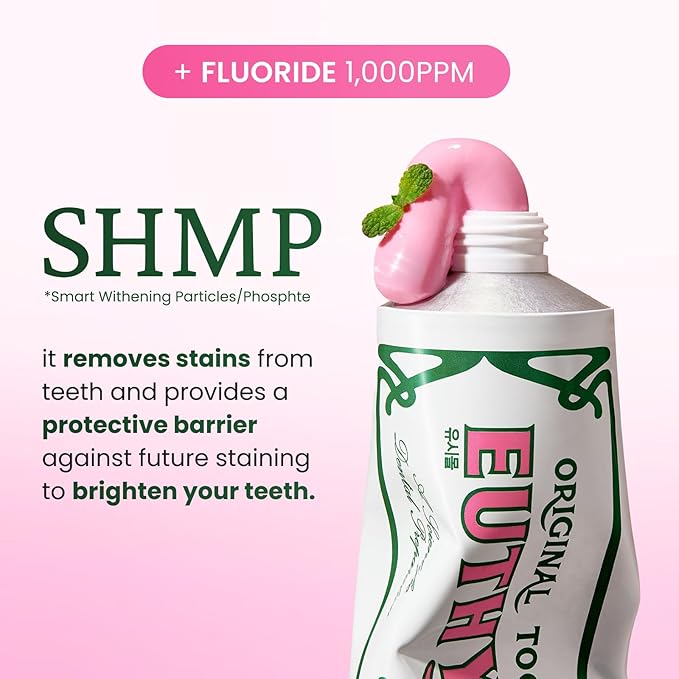 EUTHYMOL Whitening Toothpaste, Stain Removal in 2weeks | 3.7 floz*2 (2Pack) | Whitening Toothpaste for sensitive Gum & Teeth, Stain Removal in 2 Weeks, Bad Breath, Cavity Prevention, Aluminum Tube