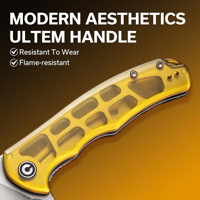 CIVIVI Praxis Large Folding Pocket Knife for EDC, 3.75" Blade C803L | Modern Aesthetics Ultem Handle, Comfortable Grip, Liner Lock, Deep Carry Reversible Clip for EDC