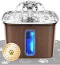 Veken Innovation Award Winner Stainless Steel Cat Water Fountain, 108oz | Automatic Pet Fountain Dog Water Dispenser with Replacement Filters & Silicone Mat for Cats, Dogs (Walnut Brown)