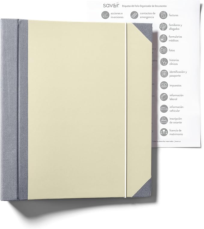 Savor |El Folio Organizador de Documentos en Español |17 millones de me Gusta en TikTok |Carpeta Expandible de Emergencia para Certificado de Nacimiento, Tarjeta de Seguridad Social, Pasaporte (Slate)