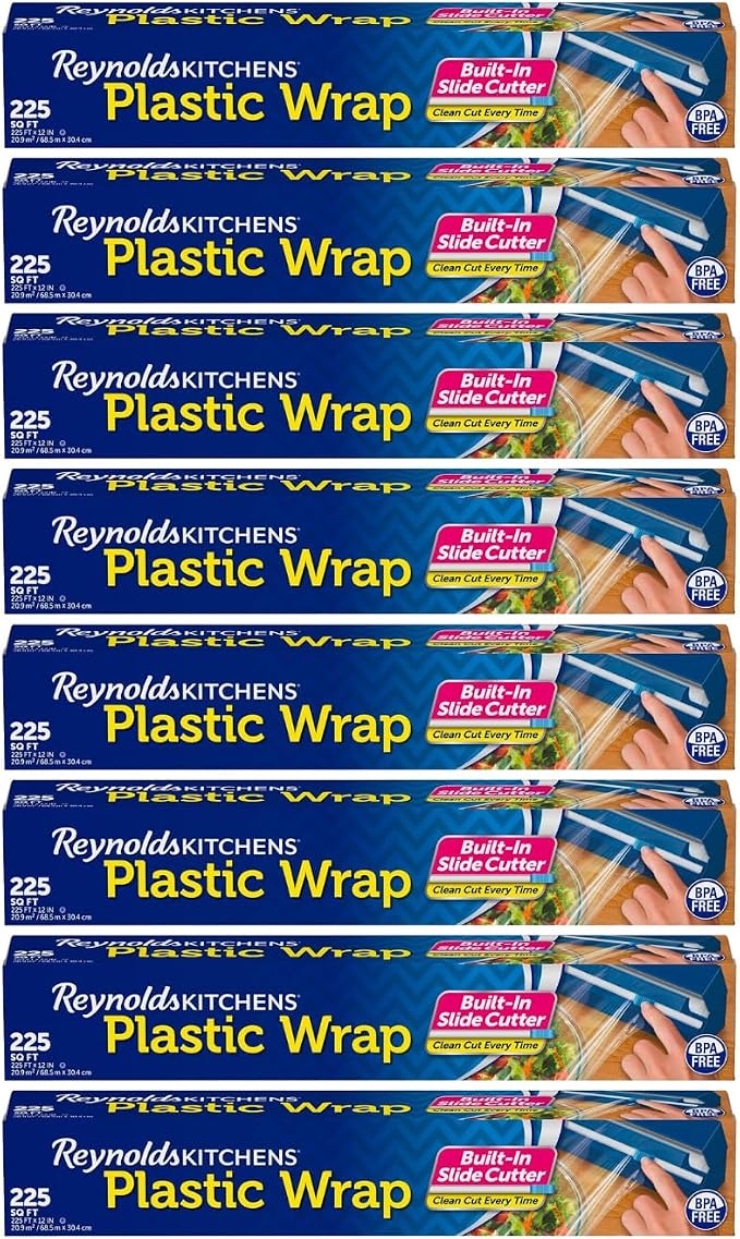 Reynolds Kitchens Quick Cut Plastic Wrap, 225 Square Feet (Pack of 8)
