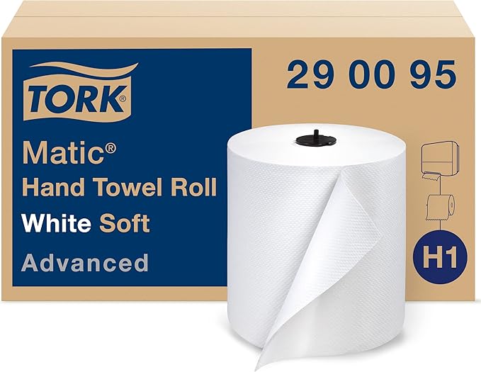 Tork Mini Jumbo Toilet Paper Roll White T2, Advanced (2-Ply) and Tork Matic Soft Hand Towel Roll, White, Advanced (1-Ply)