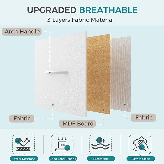 OLIXIS White Dresser for Bedroom, Wide Chest of Drawers for Clothes Storage | Fabric Bedroom Dresser with 5 Drawers, Storage Organizer Unit with Fabric Bins, Wooden Top, Living Room