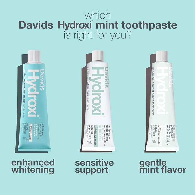 Davids Nano Hydroxyapatite Toothpaste Whitening Enamel Health Spearmint 4oz | Antiplaque, SLS (Sulfate) Free Formula, Fluoride Free, Kid-Friendly Flavor, Nano-Hydroxyapatite Toothpaste