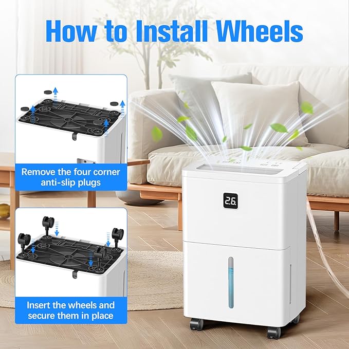 DEVERSE Max 25 Pints Dehumidifier for Home/Bedroom/Basement, 3000 Sq.Ft Coverage, with Drain Hose, Smart Humidity Control & Large Tank