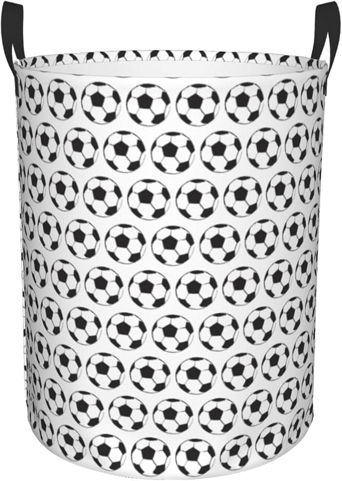 Soccer Football Laundry Hamper Laundry Basket Circular Hamper Dirty Clothes Storage with Handles