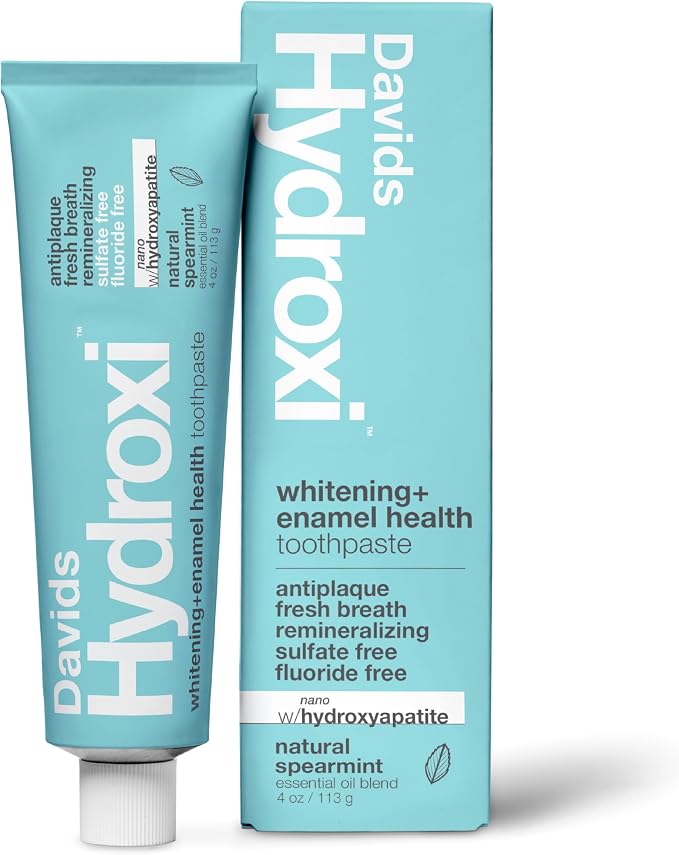 Davids Nano Hydroxyapatite Toothpaste Whitening Enamel Health Spearmint 4oz | Antiplaque, SLS (Sulfate) Free Formula, Fluoride Free, Kid-Friendly Flavor, Nano-Hydroxyapatite Toothpaste