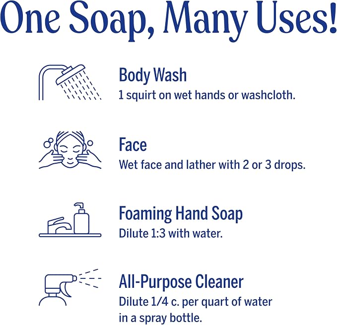 Dr. Bronner's Pure-Castile Liquid Soap, Made with Organic Oils, 18-in-1 Uses: Face, Body, Hair, Laundry, Pets and Dishes, Concentrated, Vegan, Non-GMO, Lavender, 32 Oz