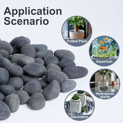 Pulovin 20 lbs River Rocks for Landscaping, 0.4-1 inch Natural Rocks for Aquarium, Fish Tank, Decorative Garden Stones for Plants, Flower Pots, Vase, Walkways