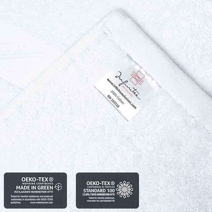 Infinitee Xclusives Luxury Wash Cloths for Showering [13x13] – 100% Cotton Washcloths [Pack of 12], Soft and Absorbent Face Towels for Bathroom Wash Clothes, Gym, and Spa (Brilliant White)