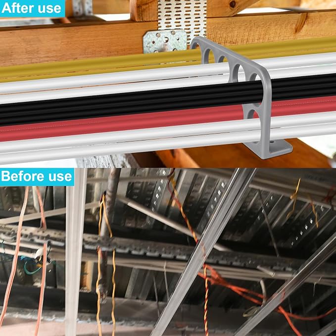 20Pack Cable Chase-Wire Bracket,Cable Support Wire Bracket Holder for NMB Electrical Cord Organized Management,Labor Time Saving,1" with 10-Hole Design