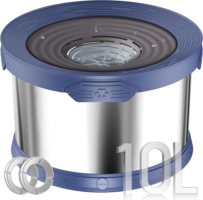 UPSKY 10L Dog Water Bowl No Spill Stainless Steel for Slow Drinking Blue | Large Capacity, Spill-proof, Non-slip Design, Durable, For Large Dogs, Messy Drinkers & Multi-pet Homes, Outdoor / Indoor