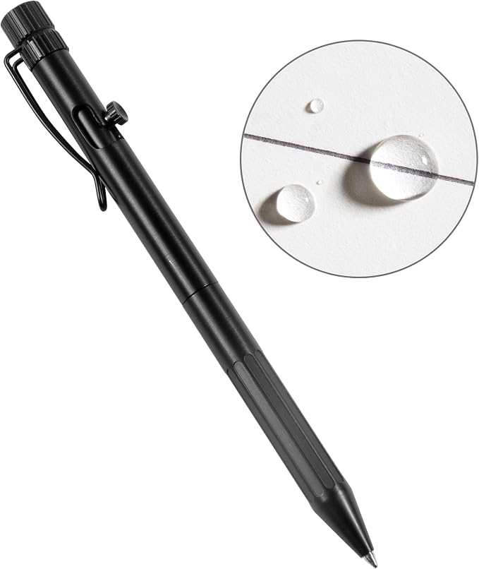 Rite in the Rain Weatherproof Bolt-Action Matte Black Metal Pen, Black Ink (No. BK16) | ballpoint-pens
