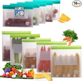 Reusable Food Storage Bags – 10-Pack Stand-Up, BPA-Free, Freezer, Dishwasher Safe & Eco-Friendly – 5 Gl, 5 L Bags – Airtight Leakproof Ziplock Bags for Kitchen Storage (Multicolor)