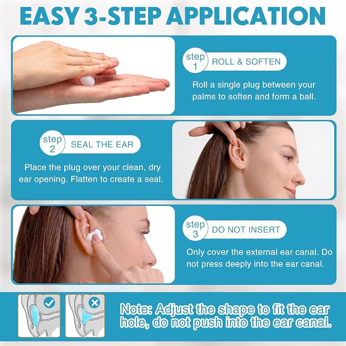 Relaxweex 200 Pcs Wax Earplugs Bulk Moldable Silicone Wax Earplugs for Sleeping 32 db Gel Ear Plugs for Noise Canceling Reduction Swimming Hearing Protection Shooting Construction Work(White)