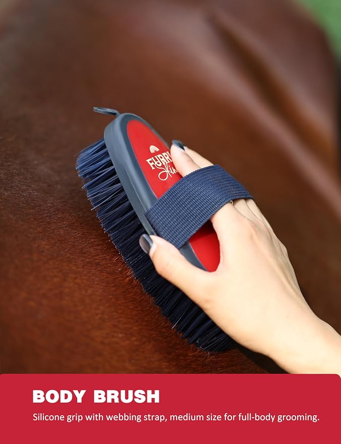 Horse Grooming Kit, 9 Piece Grooming Brush Set with Silicone Curry Comb for Bathing & Shedding Shadowberry