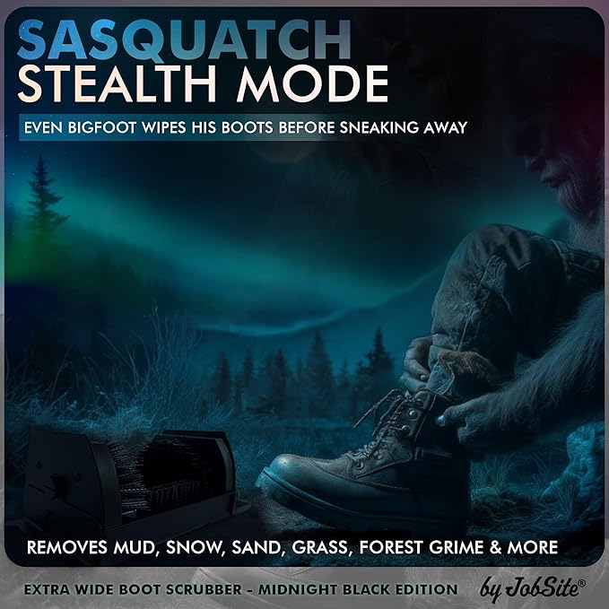 Midnight Black Boot Scrubber - Outdoor Shoe Scraper Brush - No Mount Shoe Cleaner - Sasquatch Sized