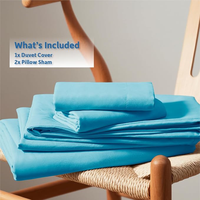 Nestl Bright Blue California King Duvet Cover Sets - Soft Double Brushed Cal King Duvet Cover, 3 Piece, with Button Closure, 1 Duvet Cover 104x98 inches and 2 Pillow Shams