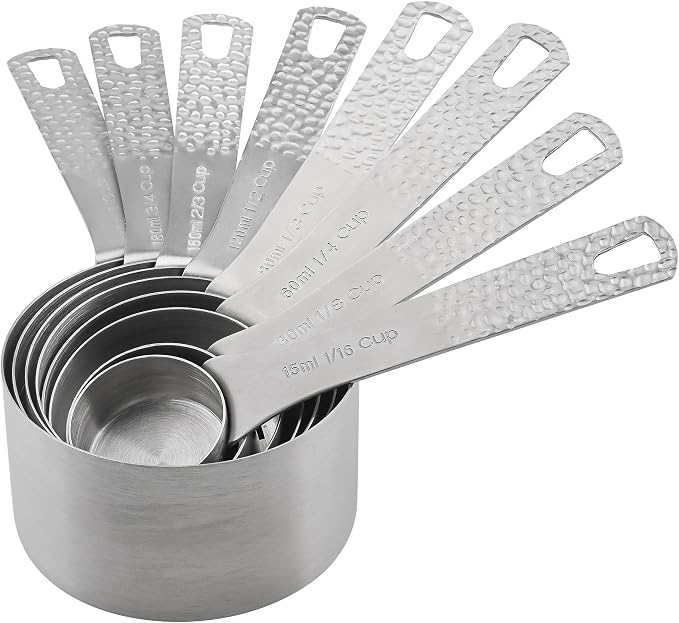 Measuring Cups and Spoons set, 18/8 Stainless Steel Measuring Cups and Spoons, Metal Measuring Tools for Kitchen & Baking, Metric & US Measure Cups and Spoons Set for Dry & Liquid