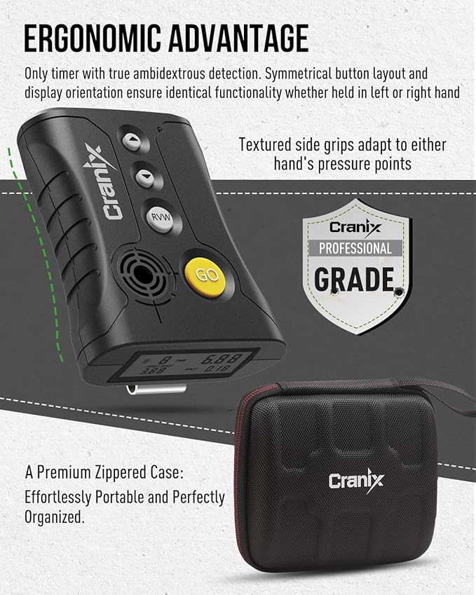 Professional Shot Timer for Shooting Competition, 0.01s Precision Tactical Training Shot Timers with Loud Buzzer, Enhanced Detection & Long Battery Life & 4 Modes (Yellow)
