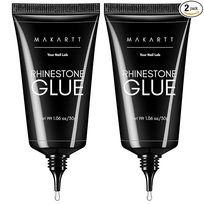 Makartt Nail Rhinestone Glue for Nails: 60ML Super Strong Gel Glue | for Rhinestones, 3D Art Charm Decorations Bling Gem Bow Jewels Crystals Beads Diamonds Pearls, Beauty Gift, UV Lamp Need