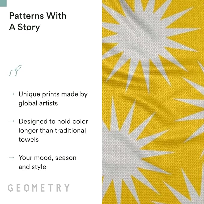 GEOMETRY Spring Kitchen Towels - Quick Dry Microfiber Cloth Spring & Summer Dish Towels for Kitchen Drying - Premium Quick Dry Towel - Sunny Star, 18" x 30" - 1-Pack