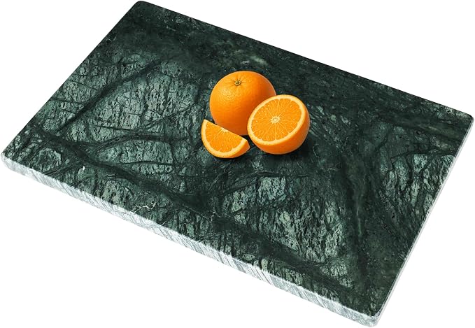 Marble Cutting Board for Kitchen 12×8 Inch green | Natural stone, 0.59" thick, non-slip feet, stay cool for dough/butter, ideal for pastry, cheese, charcuterie, pizza, bread
