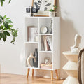 LEYAOYAO 5 Cube Bookshelf, Mid-Century Modern Book Shelf with Legs, White | 3 Tier Bookcase, Rustic Wood Bookshelves Freestanding Small Storage Organizer, Open Shelves for Bedroom, Living Room, Office