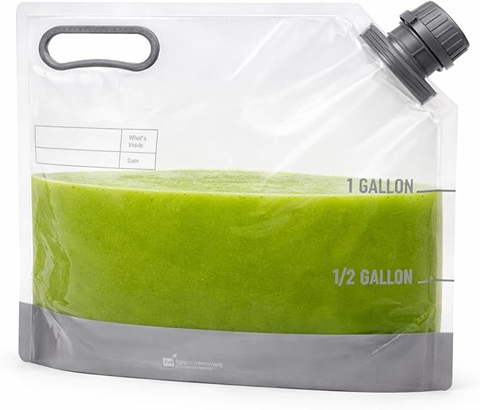 Restaurantware Cater Tek 1 Gallon Water Containers 10 Drink Bags - Collapsible Includes Tamper-Evident Caps Clear Plastic Beverage Bags For Catered Events Camping or Hiking Durable Handle