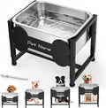 Elevated Dog Bowl, 2.4 Gallon Adjustable Stainless Steel Water Bowl | Large Breed Dog Water Feeder, Pet Feeder with Full Metal Stand for Relief Joint Pressure, Easy Clean, Indoor Outdoor Use