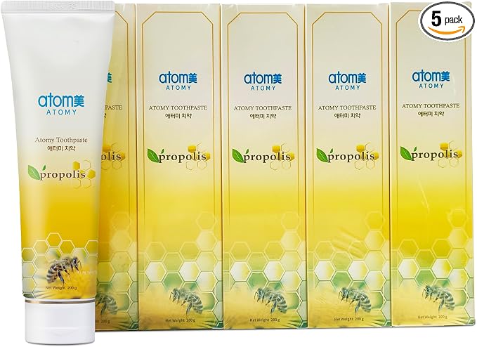 Korean Toothpaste Propolis Bees Dental Oral Care System (7.05 Oz x 5 pcs) for Atomy