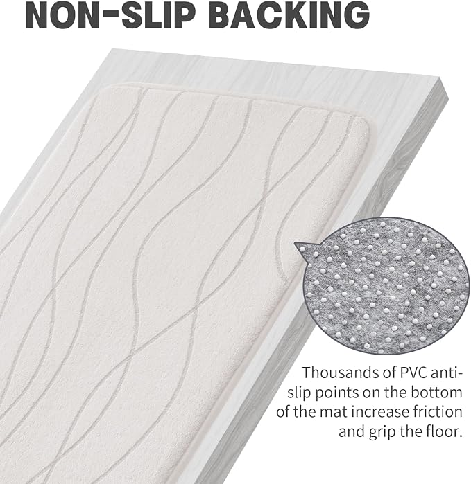 YIHOUSE Bathroom Rugs Set 2 Piece, Memory Foam Bath Mat White | 17x24& 20x32, Ultra Soft, Absorbent, Non-Slip, Machine Washable, for Bathroom, Sink and Toilet